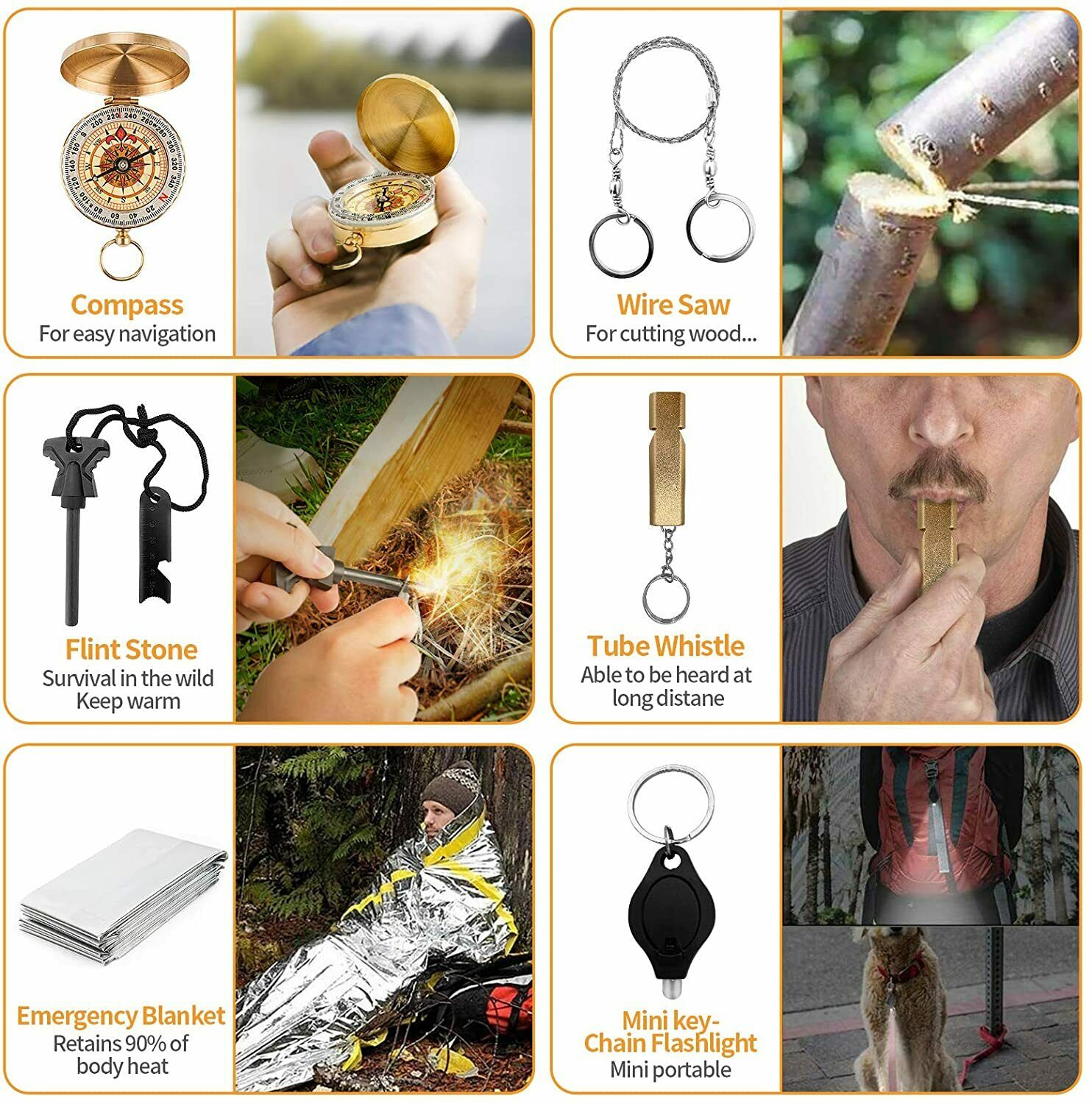 14 in 1 Outdoor Emergency Survival Camping Hiking Gear Set