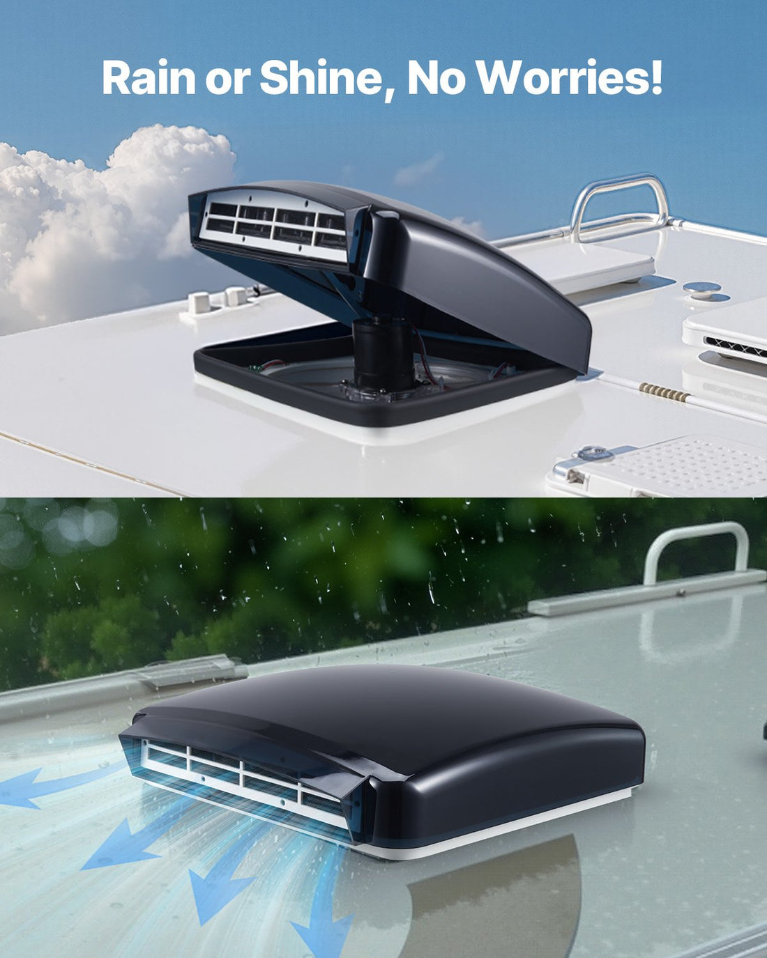 RV Vent Fan, 14 Inch RV Roof Vent Fan 12V, Powerful 10-Speed Reversible Fan With Remote Control, Built-in Rain Cover, Power Top Lid,12 Inch Fan Blade,Fits 14 X14 Inch Roof Openings