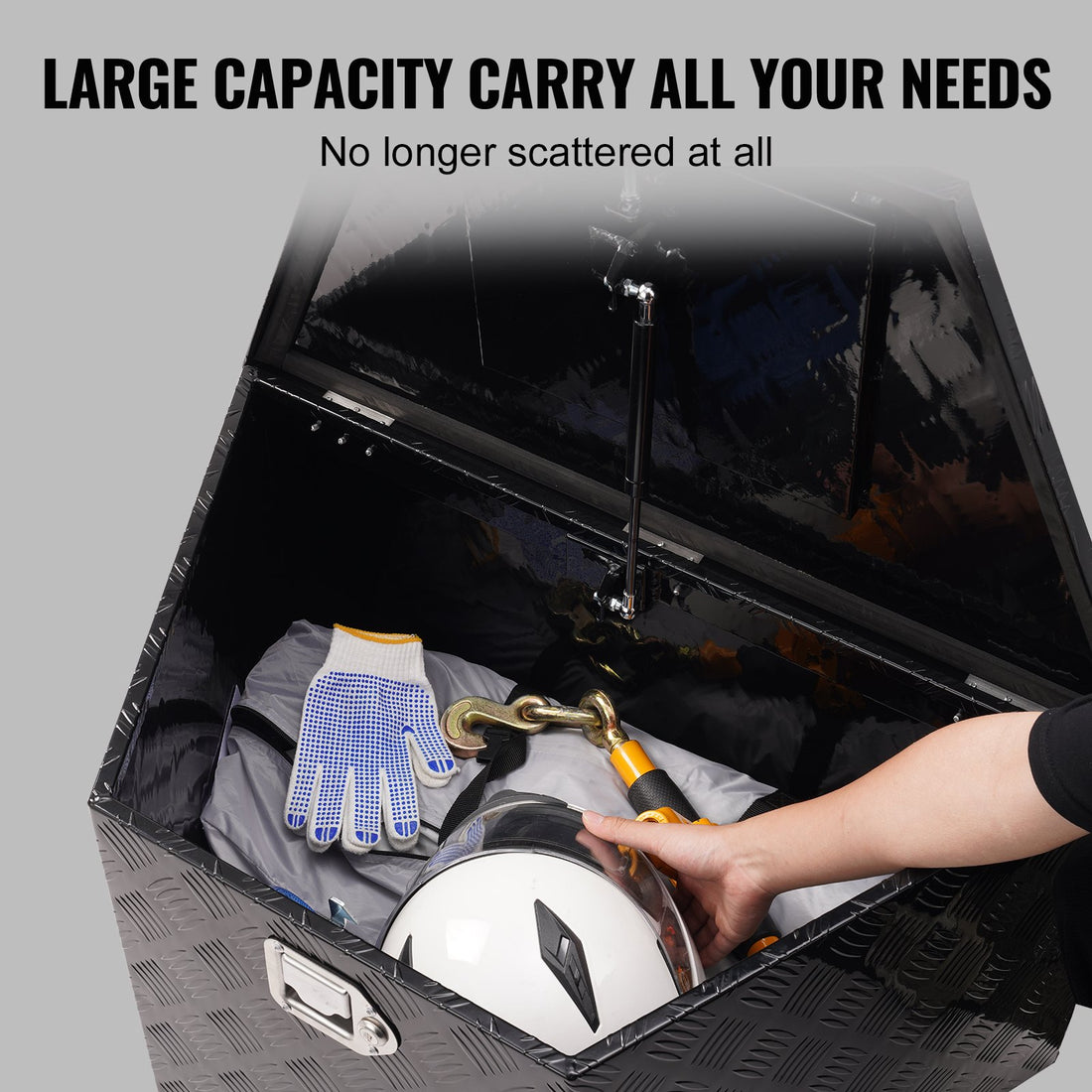 Trailer Tongue Box, Aluminum Alloy Diamond Plate Tongue Box Tool Chest, Heavy Duty Trailer Box Storage With Lock And Keys, Utility Trailer Tongue Box For Pickup Truck, RV, Trailer, 33"x19"x18"