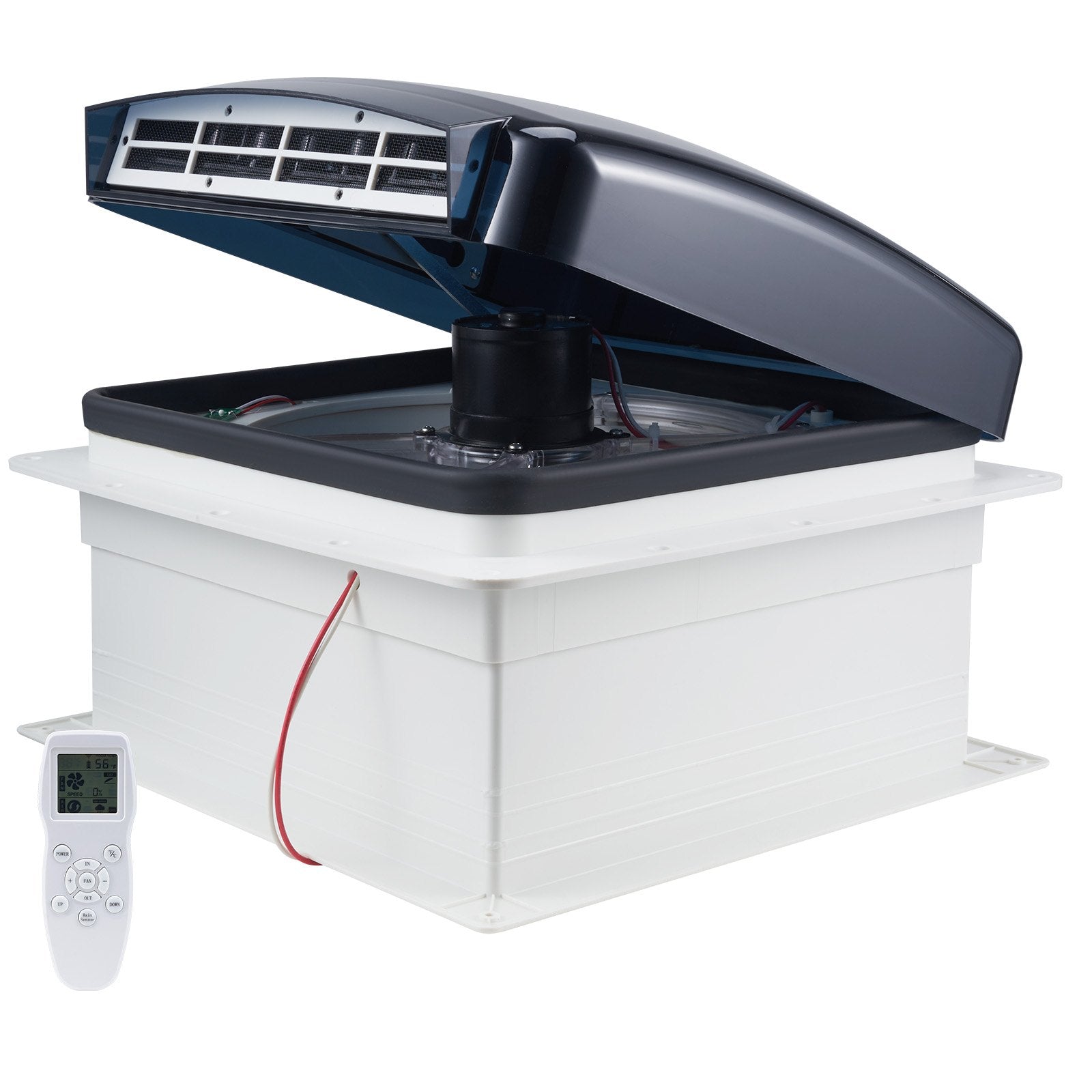 RV Vent Fan, 14 Inch RV Roof Vent Fan 12V, Powerful 10-Speed Reversible Fan With Remote Control, Built-in Rain Cover, Power Top Lid,12 Inch Fan Blade,Fits 14 X14 Inch Roof Openings