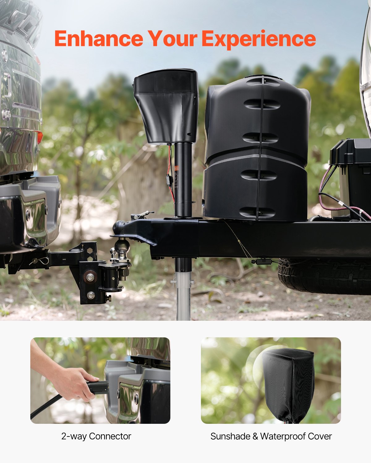 Electric Trailer Jack, 5000 Lbs, Heavy Duty RV Electric Power Tongue Jack With 2 Way Connector, Manual Crank Handle & Weatherproof Jack Cover, 10"-28.3" Lift, For RVs, Trailers & Campers, Black