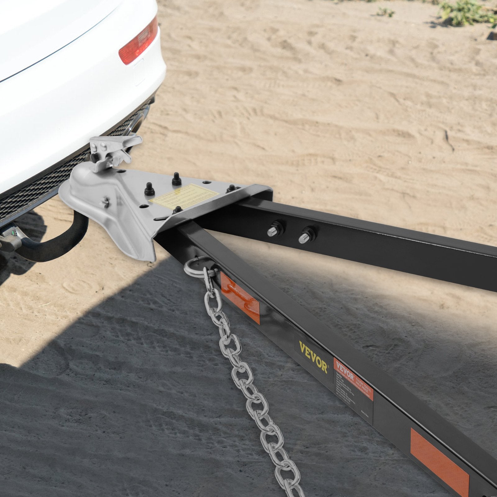 VEVOR Tow Bar, 5500 Lbs Towing Capacity With Chains, Powder-Coating Alloy Steel Bumper-Mounted Universal Towing Bar, Coupler Fits 2-Inch Ball Hitch, 39.4-Inch Opening Width, For RV Car Trailer Truck