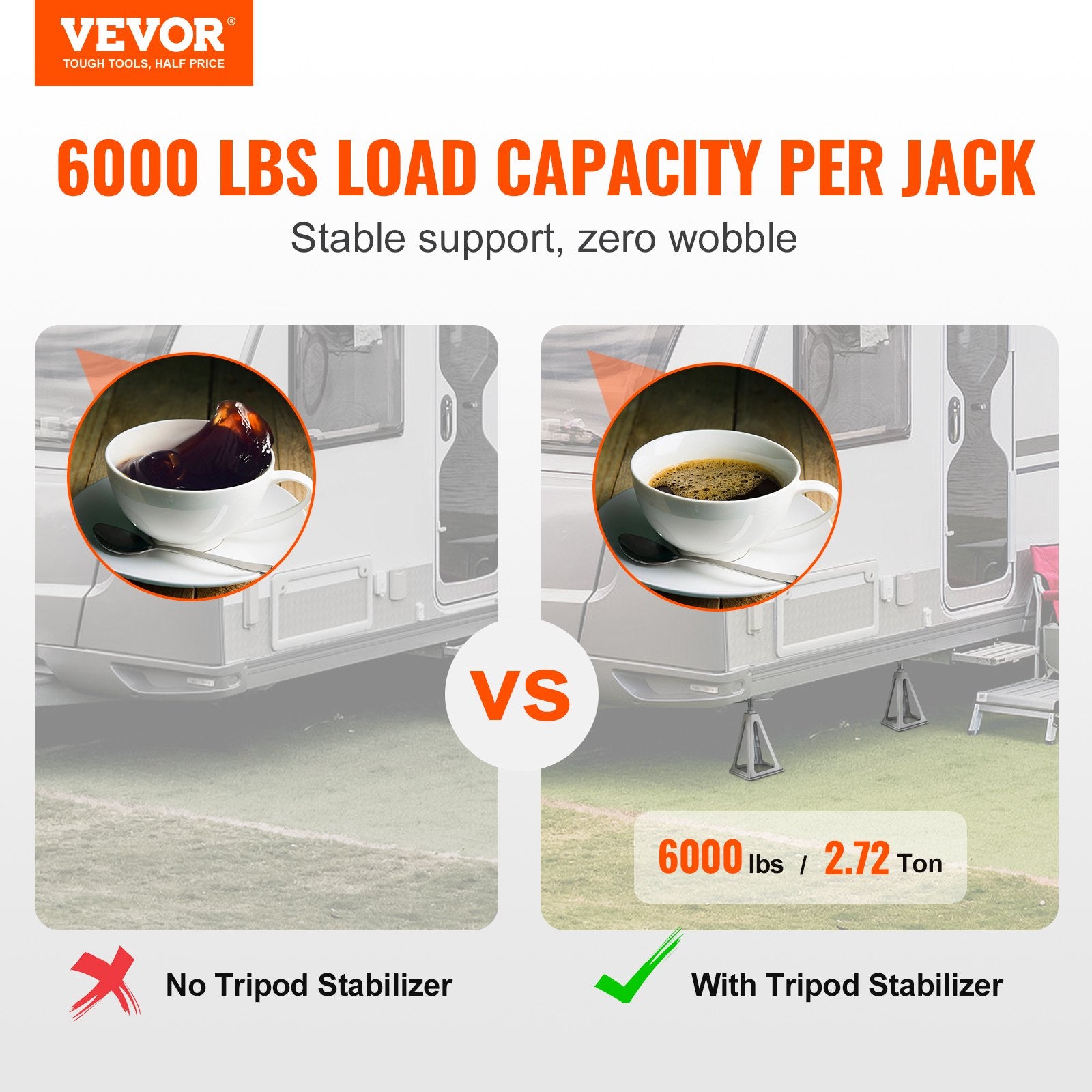 RV Stabilizer Jacks, 4 Pack Aluminum RV Leveling Jacks, RV Stack Jacks For RV Travel Trailer Camper, Single Screw Jack Support Up To 6000 Lbs, Adjustable From 11 Inch To 17 Inch