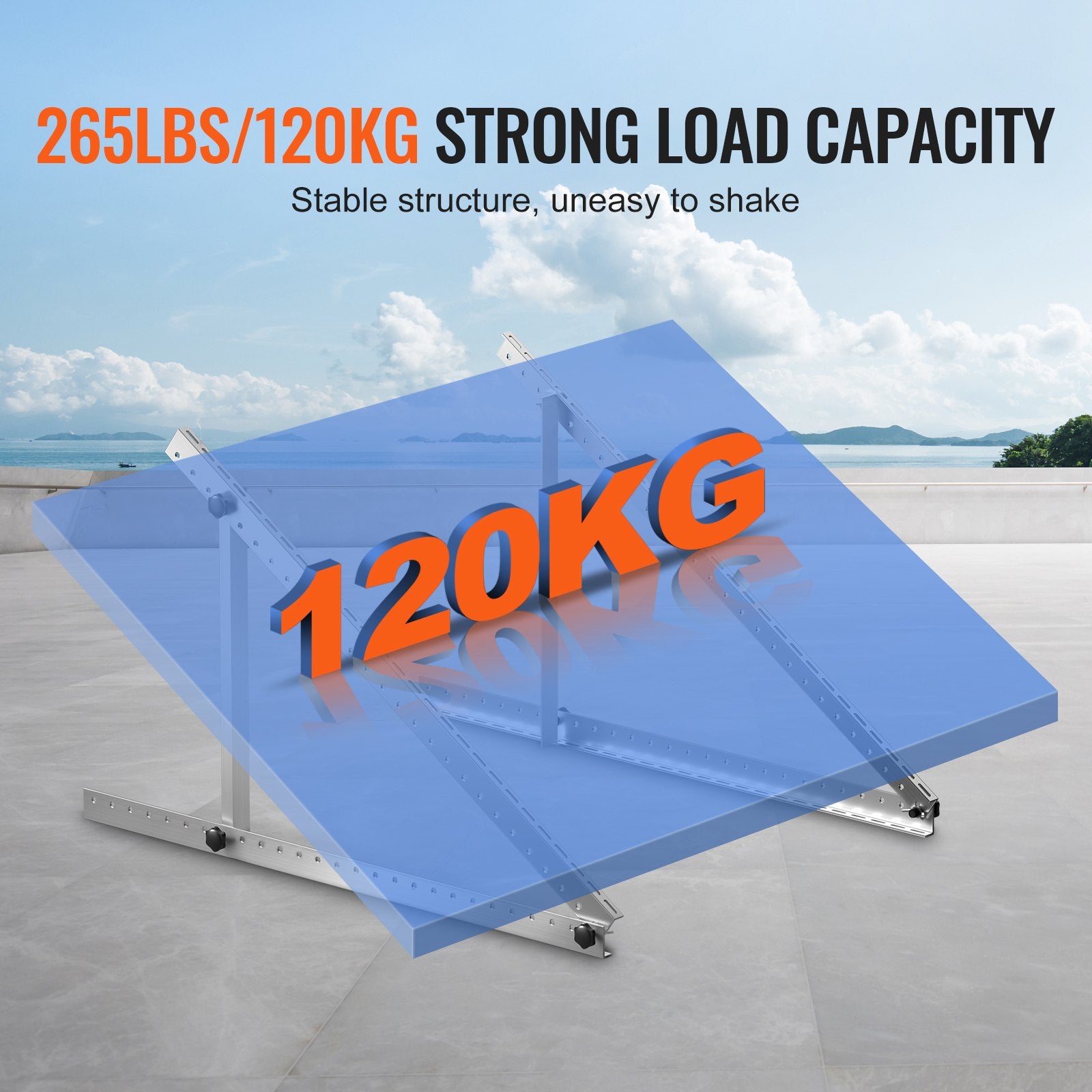 2 Sets Solar Panel Mounting Brackets 45-Inch, 0 To 90° Adjustable Tilt Mount Brackets Support 100-400W Solar Panels, Lightweight Aluminum Brackets With Folding Tilt Legs For RV Boat Off-Grid