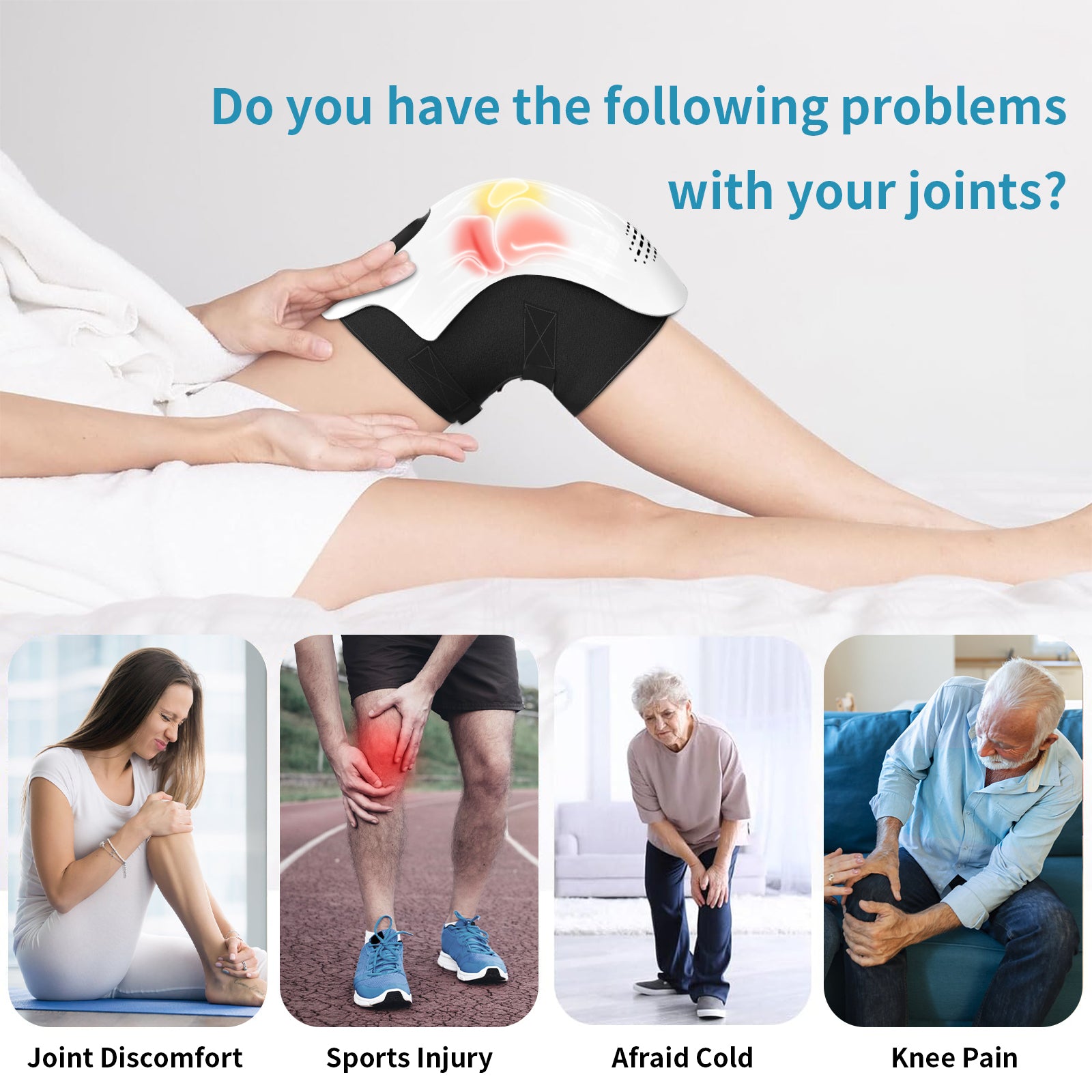 Electric Smart Knee Massager Rechargeable Pain Relief with Heating