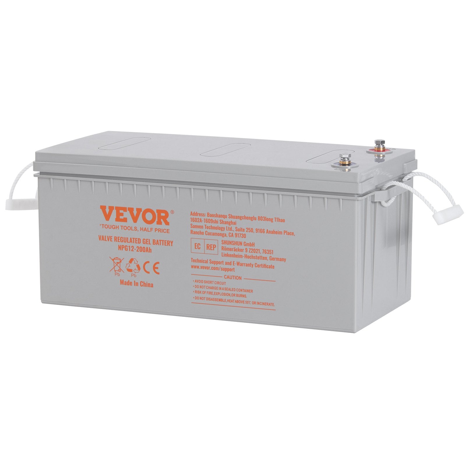 VEVOR Deep Cycle Battery, 12V 200 AH, AGM Marine Rechargeable Battery, High Self-Discharge Rate 1400A Current, For RV Solar Marine Off-Grid Applications UPS Backup Power System, Tested To UL Standards