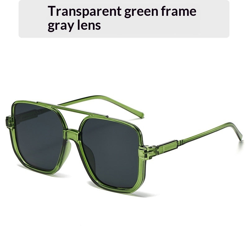 Full Frame Square Double Bridge Vintage European Fashion Sunglasses