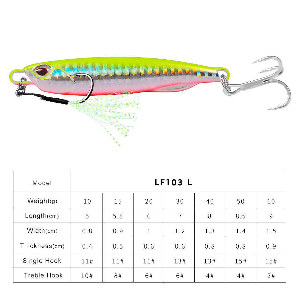 Luminous Iron Plate Fishing Lure with Treble Hook